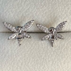 Sterling Silver Fairy Stud Earrings with Cubic Zirconia